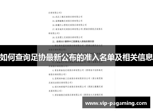 如何查询足协最新公布的准入名单及相关信息