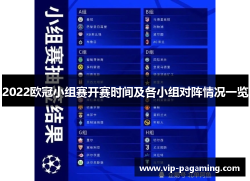 2022欧冠小组赛开赛时间及各小组对阵情况一览